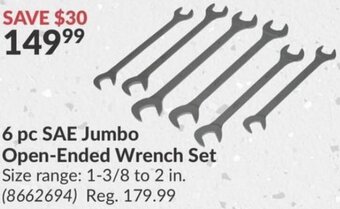 Princess Auto 6 pc SAE Jumbo Open-Ended Wrench Set Size range: 1-3/8 to 2 in. offer