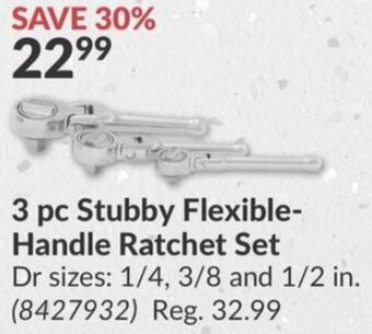 Princess Auto 3 pc Stubby Flexible-Handle Ratchet Set offer