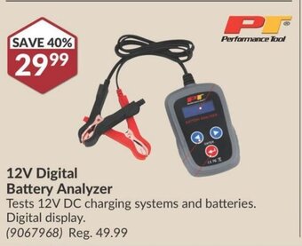 Princess Auto 12V Digital Battery Analyzer Tests 12V DC charging systems and batteries. Digital display. offer