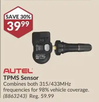 Princess Auto AUTEL TPMS Sensor Combines both 315/433MHz frequencies for 98% vehicle coverage. offer