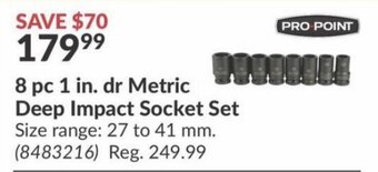 Princess Auto 8 pc 1 in. dr Metric Deep Impact Socket Set Size range: 27 to 41 mm. offer