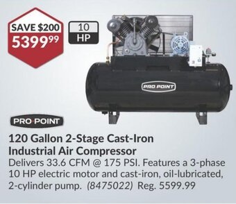 Princess Auto 120 Gallon 2-Stage Cast-Iron Industrial Air Compressor offer