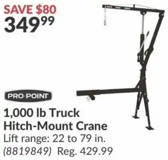 Princess Auto 1,000 lb Truck Hitch-Mount Crane Lift range: 22 to 79 in. offer