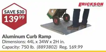Princess Auto Aluminum Curb Ramp Dimensions: 44L x 34W x 2H in. Capacity: 750 lb. offer