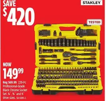 Canadian Tire Stanley 229-pc professional-grade black chrome socket set offer