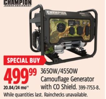 Canadian Tire 3650w/4550w camouflage generator with co shield champion offer