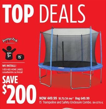 Canadian Tire 15´ trampoline and safety enclosure combo offer