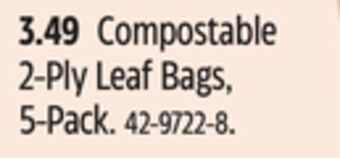 Canadian Tire Canadian tire compostable 2-ply leaf bags,5-pack offer