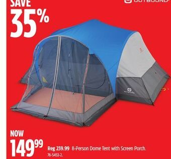 Canadian Tire Outbound 8-person dome tent with screen porch offer