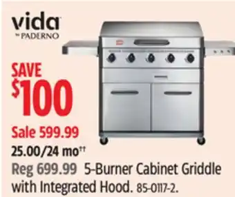 Canadian Tire Vida by paderno 5-burner cabinet griddle with integrated hood offer