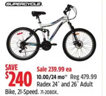Canadian Tire Supercycle radex 24˝ and 26˝ adult bike, 21-speed offer