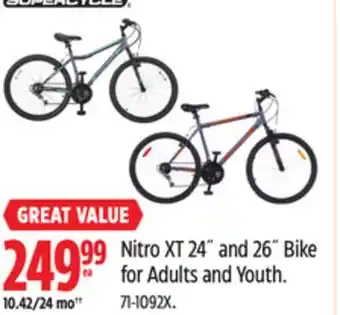 Canadian Tire Supercycle nitro xt 24˝ and 26˝ bike for adults and youth offer