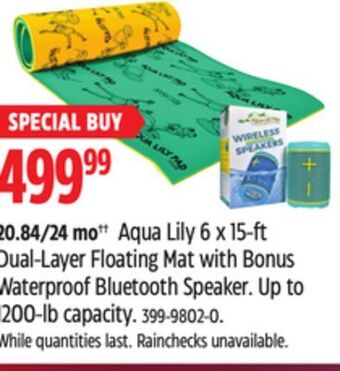 Canadian Tire Aqua lily 6 x 15-ft dual-layer floating mat with bonus waterproof bluetooth speaker offer