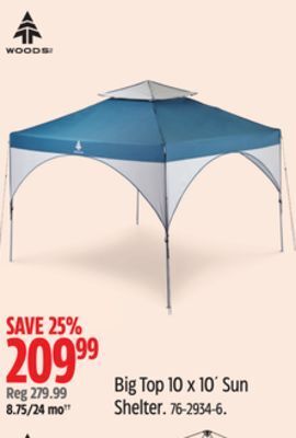 Canadian Tire Woods big top 10 x 10´ sun shelter offer