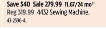 Canadian Tire Singer 4432 sewing machine offer