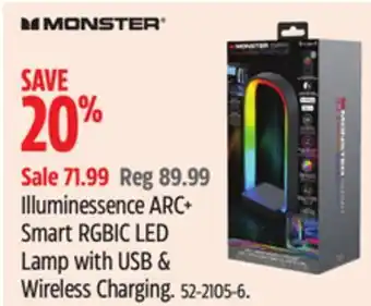 Canadian Tire Monster illuminessence arc smart rgbic led lamp with usb & wireless charging offer