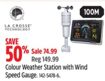 Canadian Tire La crosse colour weather station with wind speed gauge offer