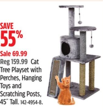 Canadian Tire Cat tree playset with perches, hanging toys and scratching posts, 45˝ tall offer