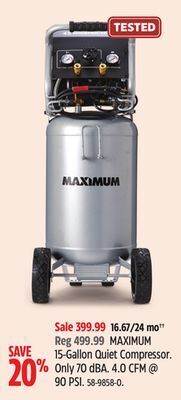 Canadian Tire Maximum 15-gallon quiet compressor offer
