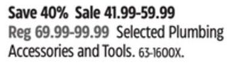 Canadian Tire Waterline selected plumbing accessories and tools offer