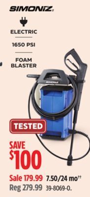 Canadian Tire Simoniz electric 1650 psi foam blaster offer