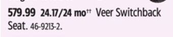 Canadian Tire Veer switchback seat offer