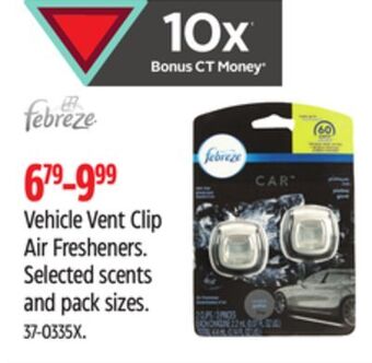 Canadian Tire Febreze vehicle vent clip air fresheners offer