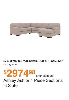 Ashley Furniture Ashley ashlor 4 piece sectional in slate offer