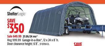 Canadian Tire Shelter logic garage-in-a-box, 12 x 24 x 8' h offer