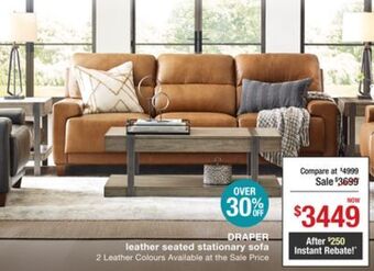 La Z Boy Draper leather seated stationary sofa offer