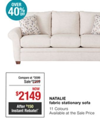 La Z Boy Natalie fabric stationary sofa offer