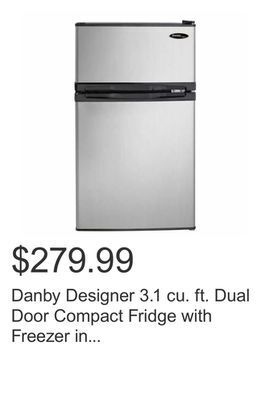 Costco Danby designer 3.1 cu. ft. dual door compact fridge with freezer in stainless-steel look offer