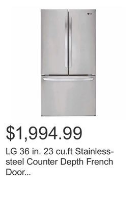 Costco Lg 36 in. 23 cu.ft stainless-steel counter depth french door refrigerator with smudge resistant finish offer
