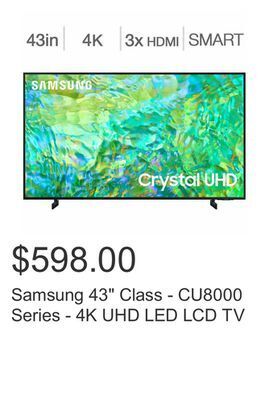 Costco Samsung 43 class - cu8000 series - 4k uhd led lcd tv offer