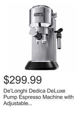 Costco De'longhi dedica deluxe pump espresso machine with adjustable frothing wand offer