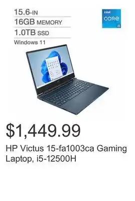 Costco Hp victus 15-fa1003ca gaming laptop, i5-12500h offer