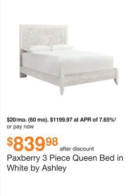 Ashley Furniture Paxberry 3 piece queen bed in white by ashley offer