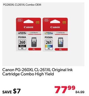 Shopper+ Canon pg-260xl cl-261xl original ink cartridge combo high yield offer