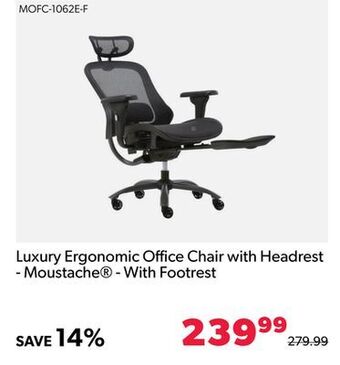 Shopper+ Luxury ergonomic office chair with headrest - moustache - with footrest offer