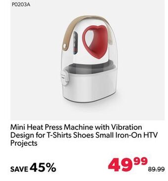 Shopper+ Mini heat press machine with vibration design for t-shirts shoes small iron-on htv projects offer
