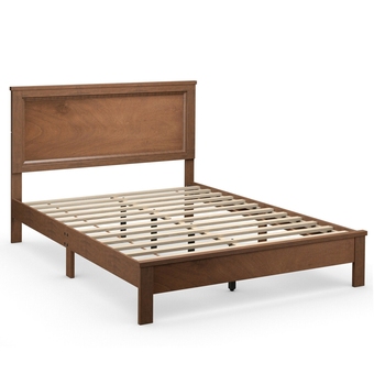 Best Buy Gymax twin/full/queen size bed frame platform slat high headboard bedroom rubber wood leg offer