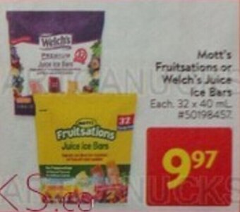 Walmart Mott's Fruitsations or Welch's Juice Ice Bars offer