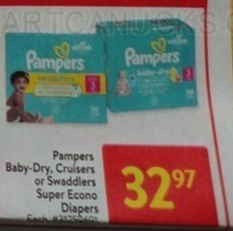Walmart Pampers Baby-Dry, Cruisers or Swaddlers Super Econo Diapers offer
