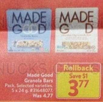 Walmart Made Good Granola Bars offer