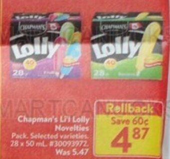 Walmart Chapman's Li'l Lolly Novelties offer