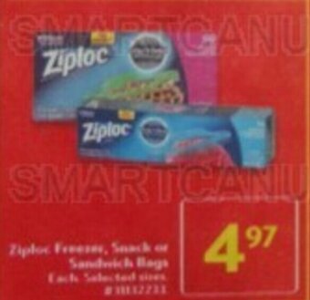 Walmart Ziploc Freezer, Snack or Sandwich Bags offer