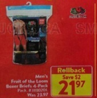 Walmart Men's Fruit of the Loom Boxer Briefs offer