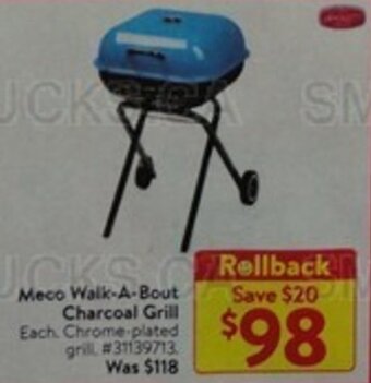 Walmart Meco Walk-A-Bout Charcoal Grill offer