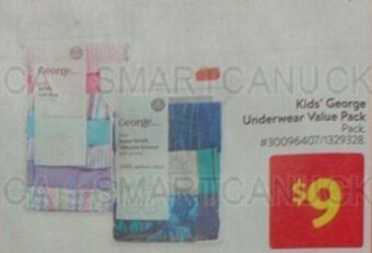 Walmart Kids' George Underwear Value Pack offer
