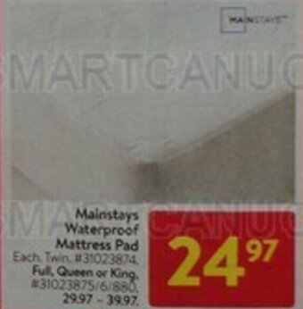 Walmart Mainstays Waterproof Mattress Pad offer